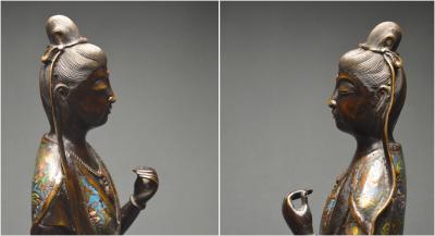 Grande représentation de Kannon en bronze et émaux cloisonnés, Japon, Fin de l’Ère Meiji 2