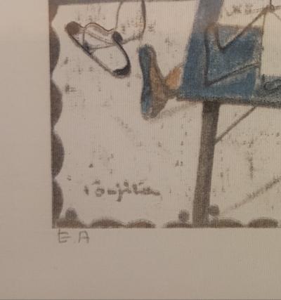 Leonard FOUJITA  - La Mésangère, 1963 - Lithographie originale sur soie signée au crayon 2