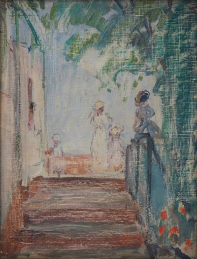 Henri  LEBASQUE - La Terrasse de Sainte Maxime - Huile sur toile signée 2