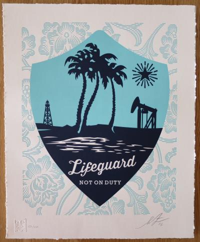 Shepard FAIREY (Obey) - Lifeguard not on duty, 2016 - Sérigraphie signée au crayon 2