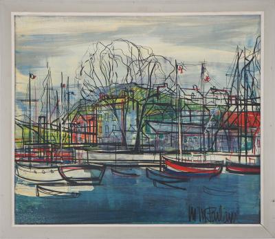 Michel-Marie POULAIN - Le petit port - Huile sur toile signée 2