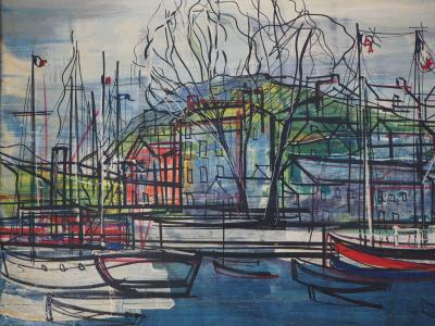 Michel-Marie POULAIN - Le petit port - Huile sur toile signée 2
