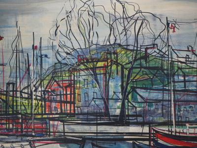 Michel-Marie POULAIN - Le petit port - Huile sur toile signée 2