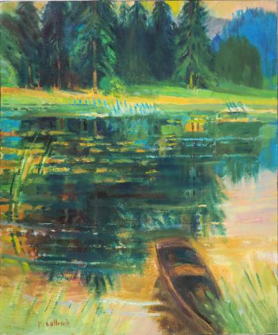 Paul COLLOMB - Reflets sombres sur l’eau - Huile sur toile signée 2