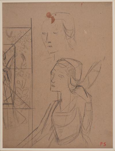 Paul SERUSIER - Bretagne, la fileuse de Pont Aven - Dessin original signé 2