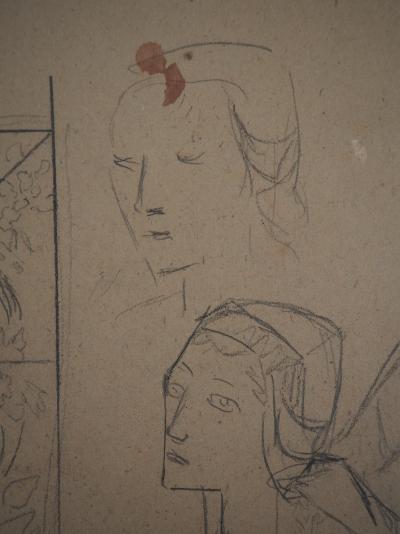 Paul SERUSIER - Bretagne, la fileuse de Pont Aven - Dessin original signé 2
