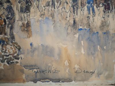Frank WILL : Dreux, la place du marché - Aquarelle originale signée 2