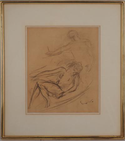 Emile OTHON FRIESZ - Modèle allongé et peintre - Dessin original signé 2