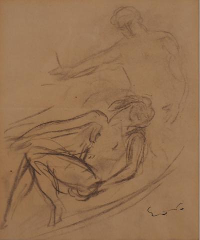 Emile OTHON FRIESZ - Modèle allongé et peintre - Dessin original signé 2