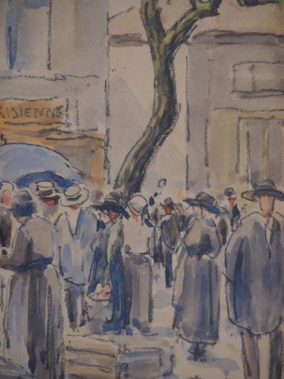 Paul Emile PISSARRO : Le marché et l’épicerie parisienne - Aquarelle originale signée 2