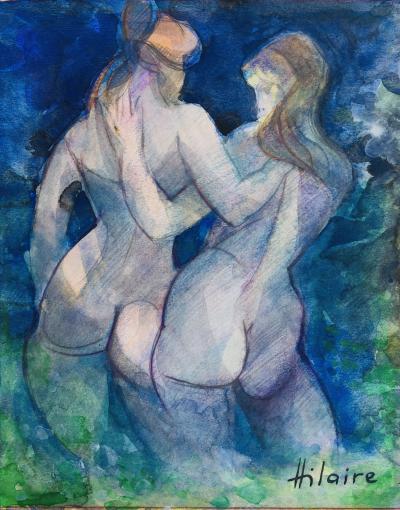 Camille HILAIRE - Le bain des courtisanes, 1995 - Aquarelle originale signée 2