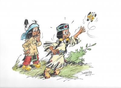 DERIB - Yakari et Arc-en-ciel, 2015  - Dessin à la gouache signé 2