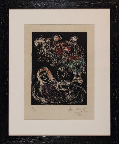 Marc CHAGALL - Couple sur fond noir II, 1973 - Lithographie signée au crayon 2