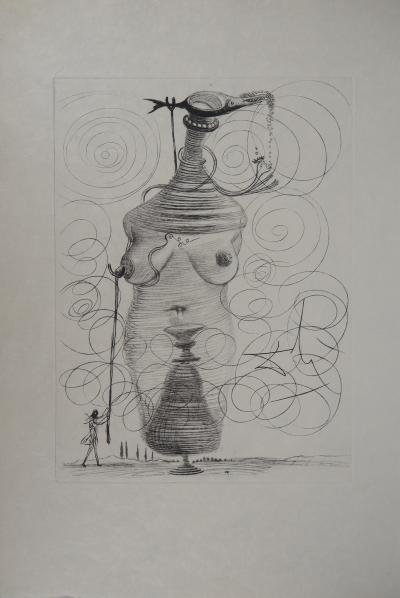 Salvador DALI - Femme surréaliste et Casanova à la béquille - Gravure originale signée 2
