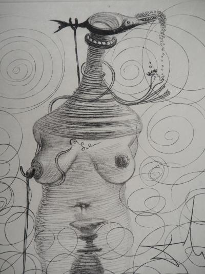 Salvador DALI - Femme surréaliste et Casanova à la béquille - Gravure originale signée 2