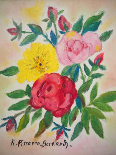 Camille PISSARRO-BERNARD - Les roses - Huile sur toile signée 2