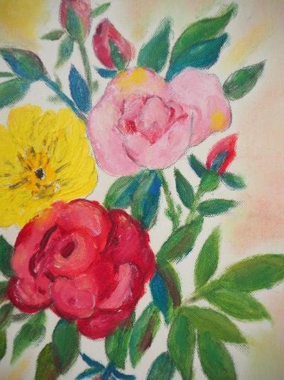 Camille PISSARRO-BERNARD - Les roses - Huile sur toile signée 2