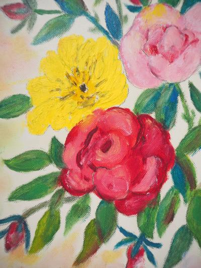 Camille PISSARRO-BERNARD - Les roses - Huile sur toile signée 2
