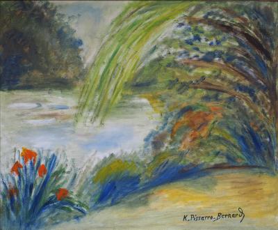 Camille PISSARRO-BERNARD - Au bord de l’étang - Huile sur toile signée 2