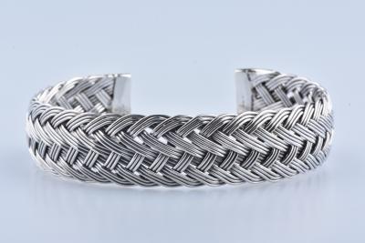 Bracelet jonc tressé en argent 2