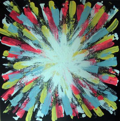 HAYVON - Explosion jaune et bleu,  2020 - Technique mixte sur toile 2