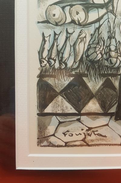 Léonard FOUJITA - Poissonnerie, 1960 - Gravure sur bois 2