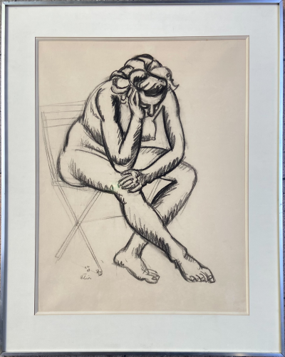 Jean HÉLION - Nu assis - Dessin au fusain - 1948 2