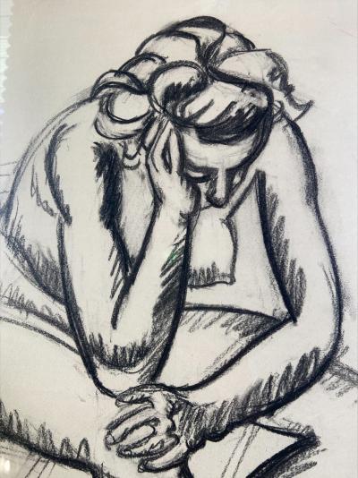 Jean HÉLION - Nu assis - Dessin au fusain - 1948 2