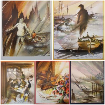 Raymond POULET-Jacques Brel : vivre debout - Ensemble de cinq lithographies signées au crayon 2