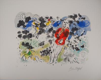 Marc CHAGALL : Le clown à la flute, 1970 - Lithographie originale, Signée au crayon 2