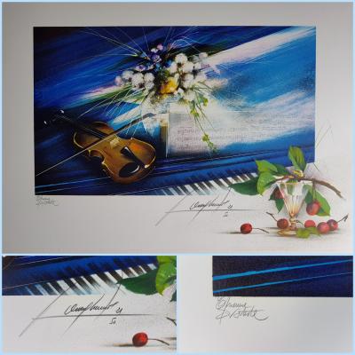 Raymond POULET - Instruments de musique - Ensemble de quatre lithographies signées au crayon 2