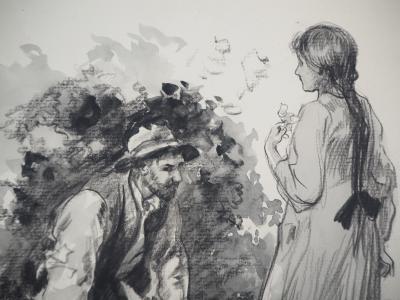 Alméry LOBEL-RICHE : La demande en mariage - Dessin original, Signé 2
