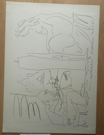 Pablo Picasso - Peintre et son modèle, 1962 - Lithographie originale (grandes marges) 2