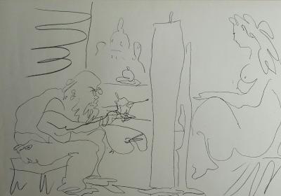 Pablo Picasso - Peintre et son modèle, 1962 - Lithographie originale (grandes marges) 2