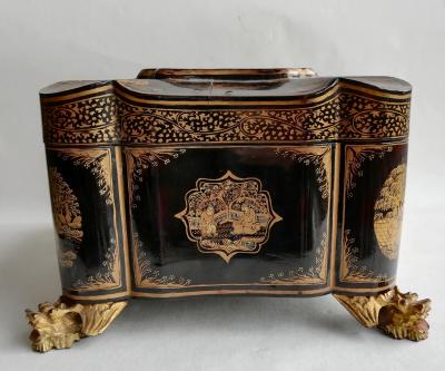 Chine - Boîte à thé en bois laqué, fin du XIXème siècle 2