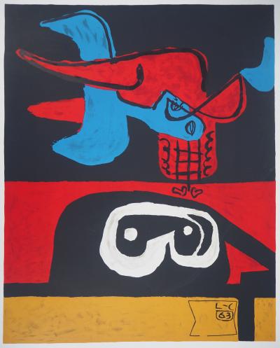 Le CORBUSIER : Tapisseries (Homme et Taureau) - 1963 - Lithographie originale 2