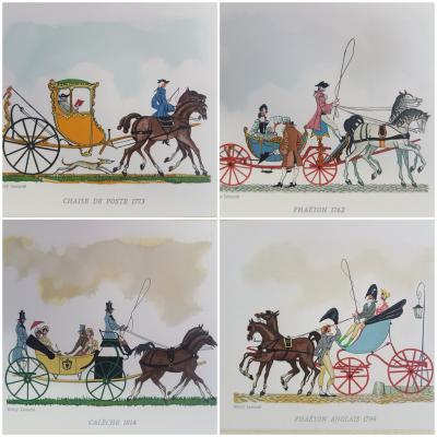 Henry LEMARIE- les calèches et marchands- bois gravés originaux 2