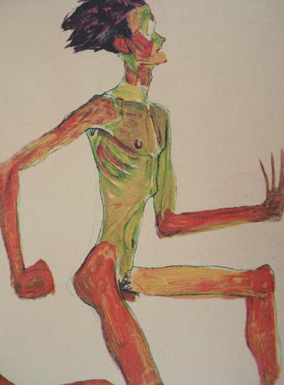 Egon SCHIELE (d’après) : La course - Lithographie Signée 2
