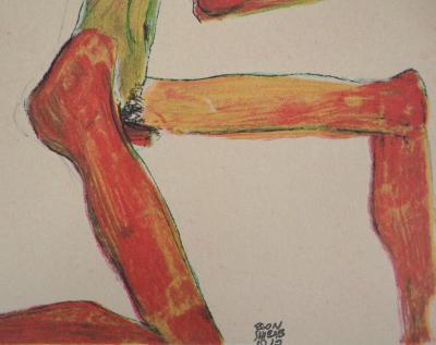 Egon SCHIELE (d’après) : La course - Lithographie Signée 2