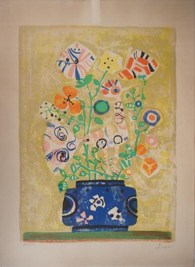 Paul AIZPIRI - Oiseau et bouquet - Lithographie originale signée 2
