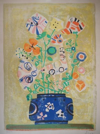 Paul AIZPIRI - Oiseau et bouquet - Lithographie originale signée 2