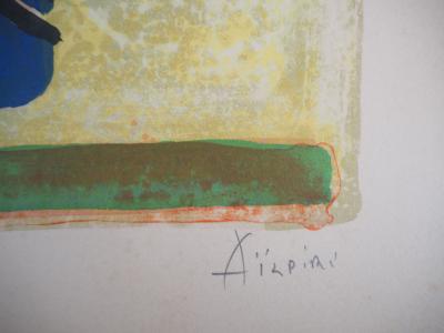 Paul AIZPIRI - Oiseau et bouquet - Lithographie originale signée 2