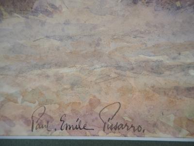 Paul Emile PISSARRO : Les meules et la moisson - Aquarelle originale signée 2
