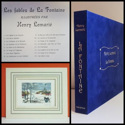 Henri LEMARIE, Les fables de la Fontaine, 16 Gravures originales sur bois signées au crayon 2