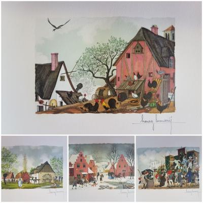 Henri LEMARIE, Les fables de la Fontaine, 16 Gravures originales sur bois signées au crayon 2