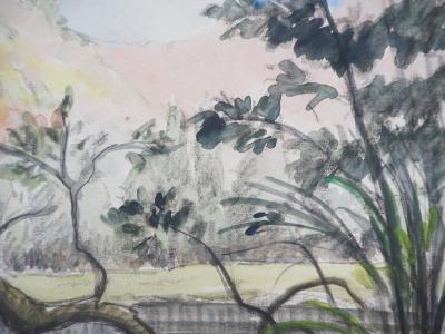 Paul Emile PISSARRO - Le bord du lac - Aquarelle originale signée 2