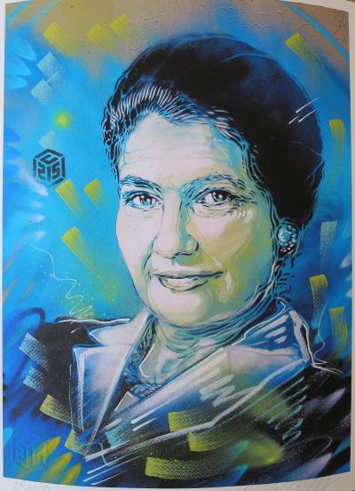 C215 Simone Veil Xl Hand Signed Digital Print Street Art Plazzart