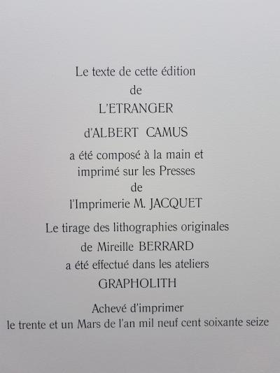 CAMUS Albert - L’Etranger - BERRARD Mireille- 16 lithographies signées 2