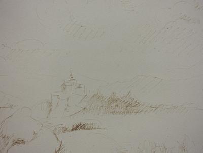 André LHOTE : Provence : Paysage près de Mirmande - Dessin original à l’encre, Signé 2