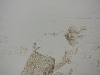 André LHOTE : Provence : Paysage près de Mirmande - Dessin original à l’encre, Signé 2